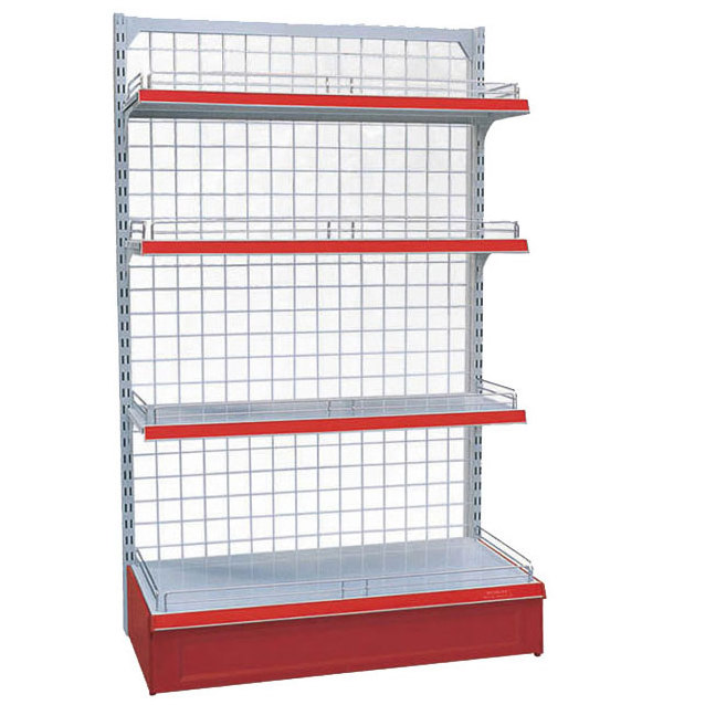 light duty wire grid back panel store shelving to hold prong to promotion