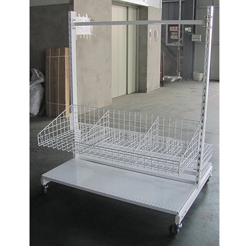 gondola store shelving with wire basket without back panel with hole back panel in special different color