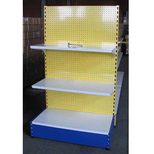 gondola store shelving with wire basket without back panel with hole back panel in special different color