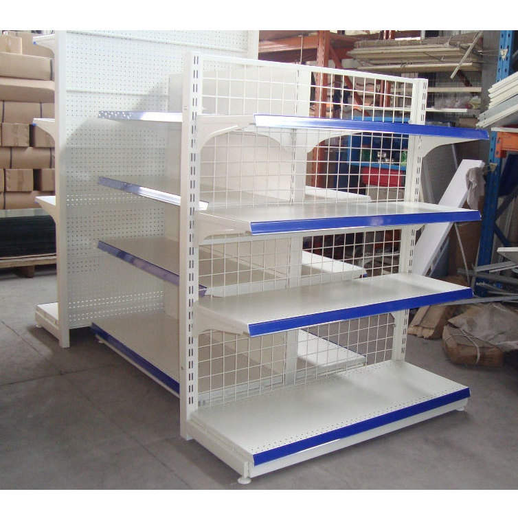 light duty wire grid back panel store shelving to hold prong to promotion