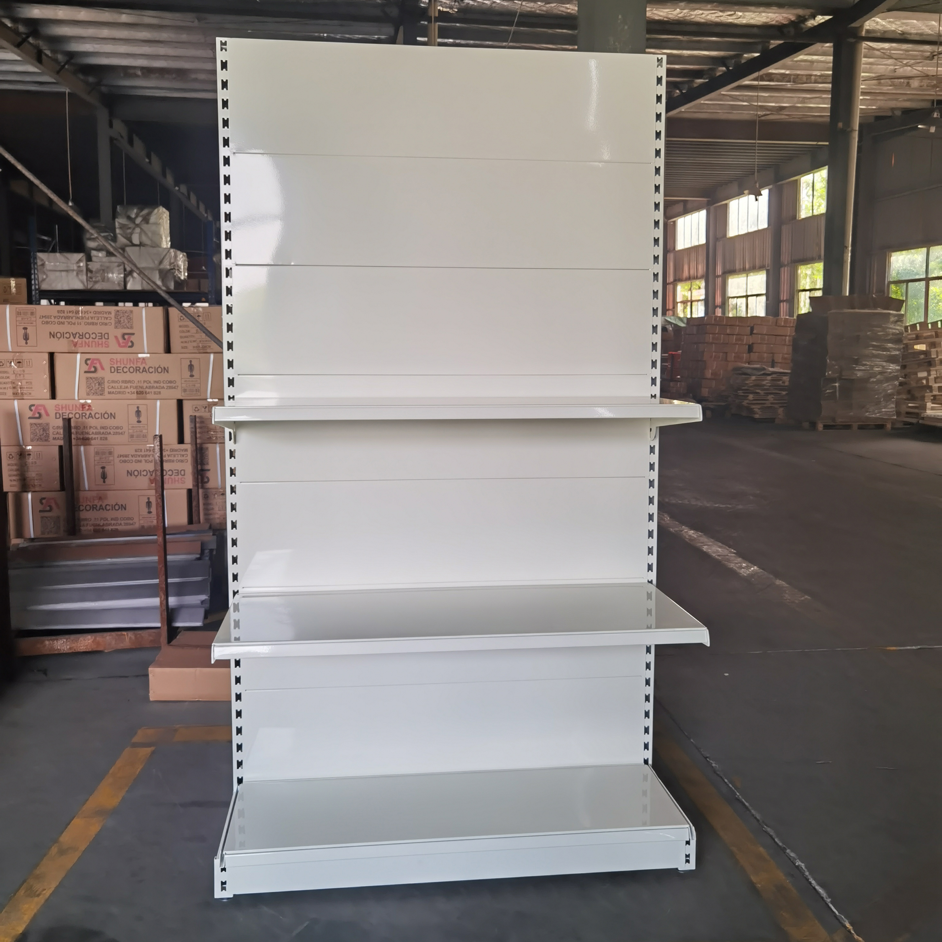 heavy duty metal slat back gondola shelving for supermarket and shopping mall