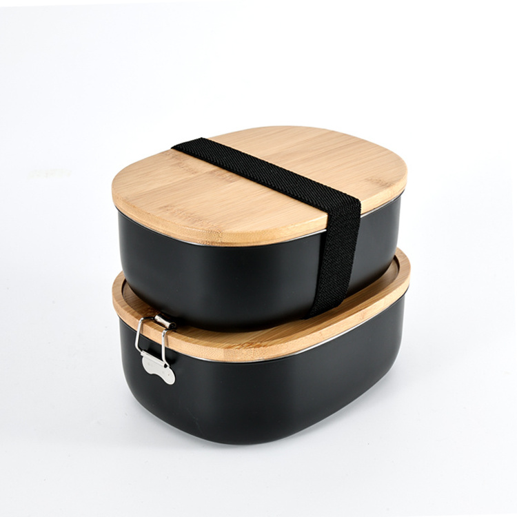 New Design 304 Stainless Steel Lunch Bread Box Bento Lunch Box With Bamboo Lid