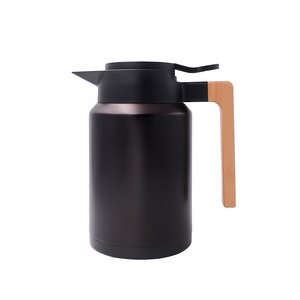 Stainless Steel Thermal Coffee Carafe Vacuum Jug Insulation Thermos Coffee Pot with Wood Handle