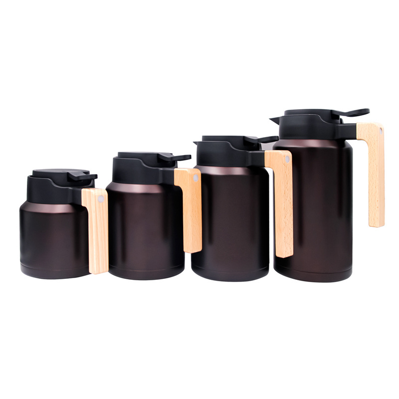 Stainless Steel Thermal Coffee Carafe Vacuum Jug Insulation Thermos Coffee Pot with Wood Handle