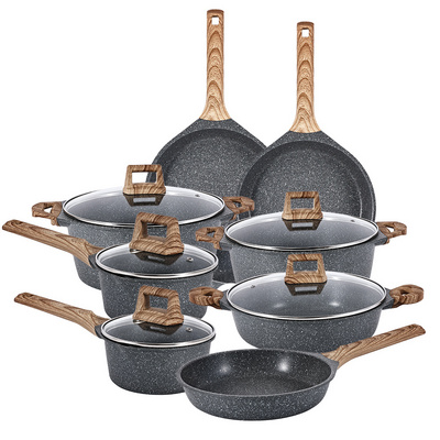 Wholesale Kitchen Ware Cook Set Coating Non-stick Soup Pot Pan Cookware Sets