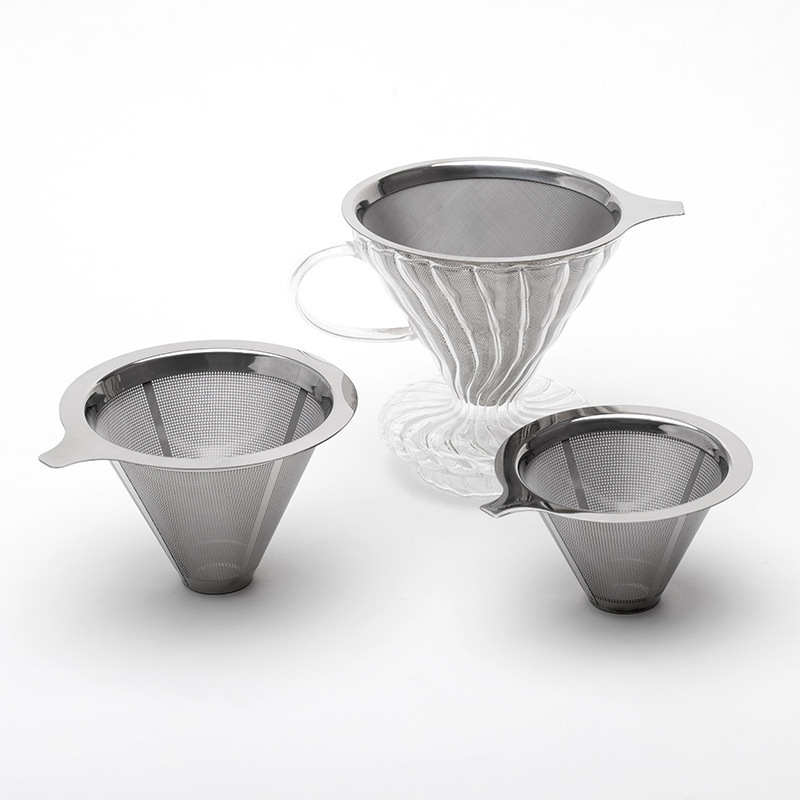 Paperless Pour Over Coffee Maker 304 Stainless Steel Reusable Drip Cone Coffee Filter Hand Made Coffee Filter