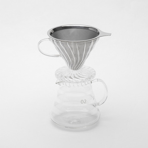 Paperless Pour Over Coffee Maker 304 Stainless Steel Reusable Drip Cone Coffee Filter Hand Made Coffee Filter