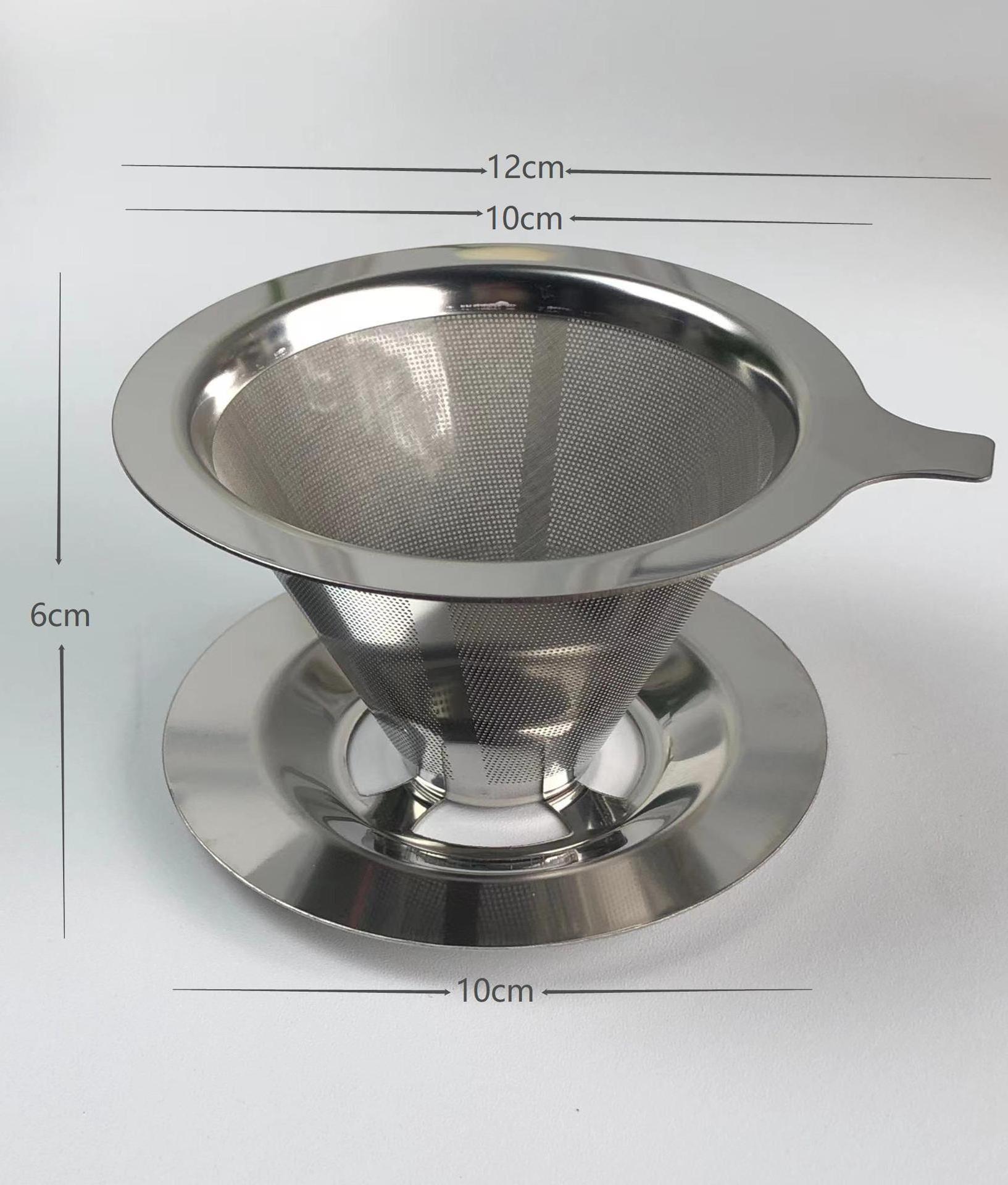 Paperless Pour Over Coffee Maker 304 Stainless Steel Reusable Drip Cone Coffee Filter Hand Made Coffee Filter