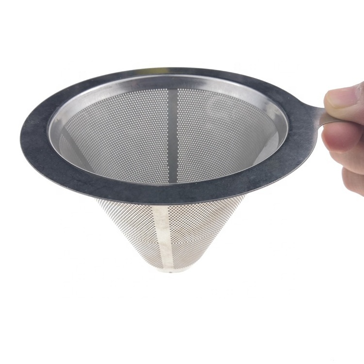 Metal Mesh Strainer Reusable Stainless Steel Coffee Filter with Stand