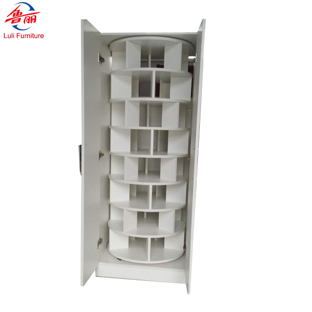 customized PB round rotating spinning shoe rack tower cabinet