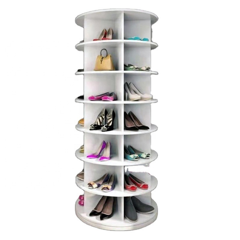 Customized Size Wooden 7 Tier Rotation Shoe Rack