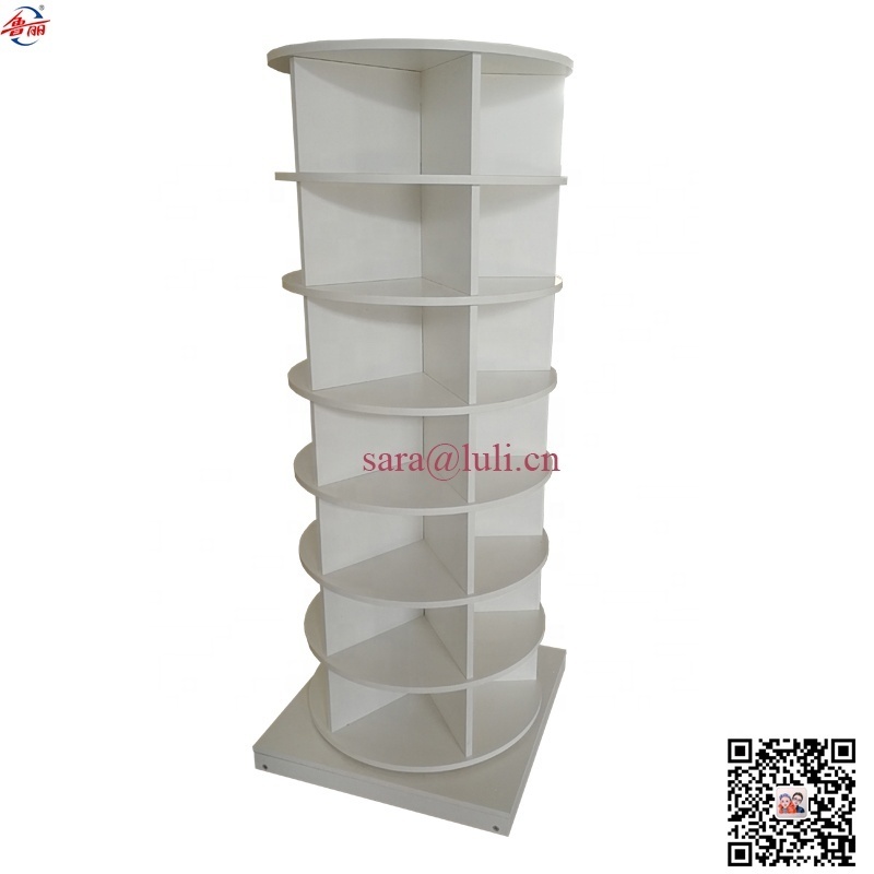 multifunctional 10 tier shelf simple white 360 Degree Rotating display storage cabinet organizer for home cabinet