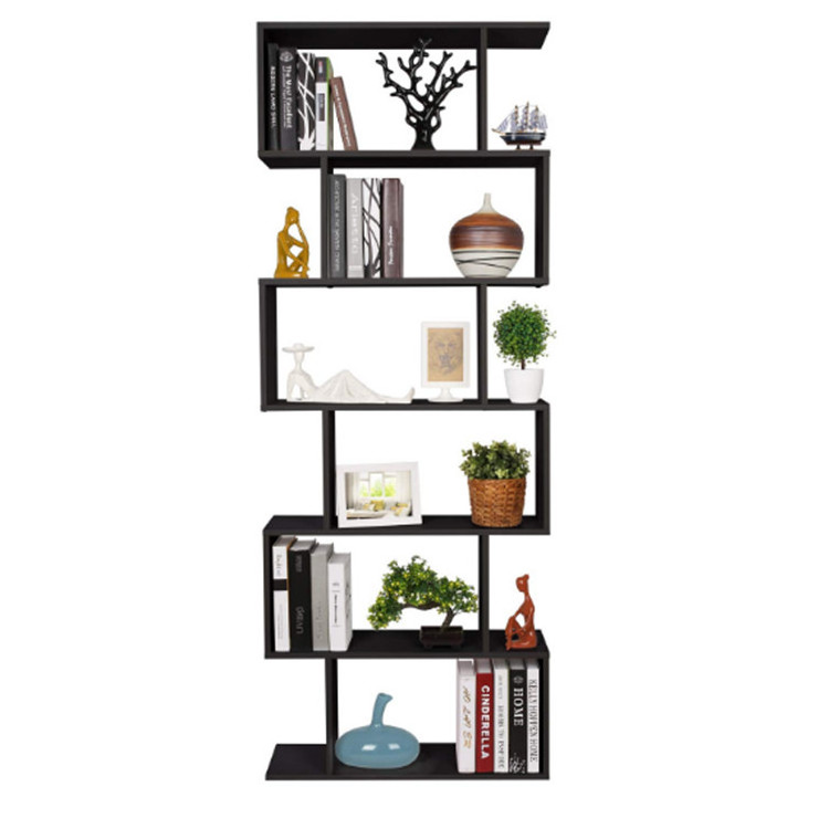 6 tier modern S shape bookcase wall shelf ladder bookshelf