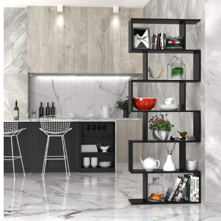 6 tier modern S shape bookcase wall shelf ladder bookshelf