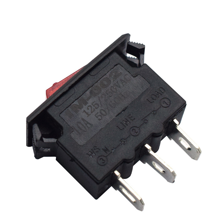 IM-002 circuit breakers 3PIN ON-OFF 10A Illuminated thermal red rocker overload protector switch with light