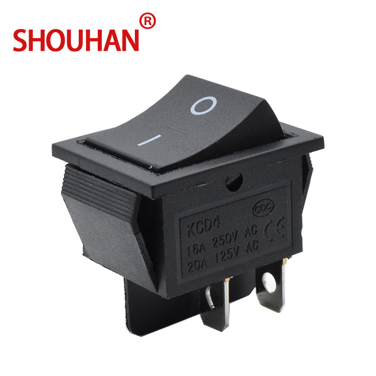 KCD4 black and green On-Off Button Waterproof 4 Pin DPST 250V AC 16A 33*25MM Rocker Switch