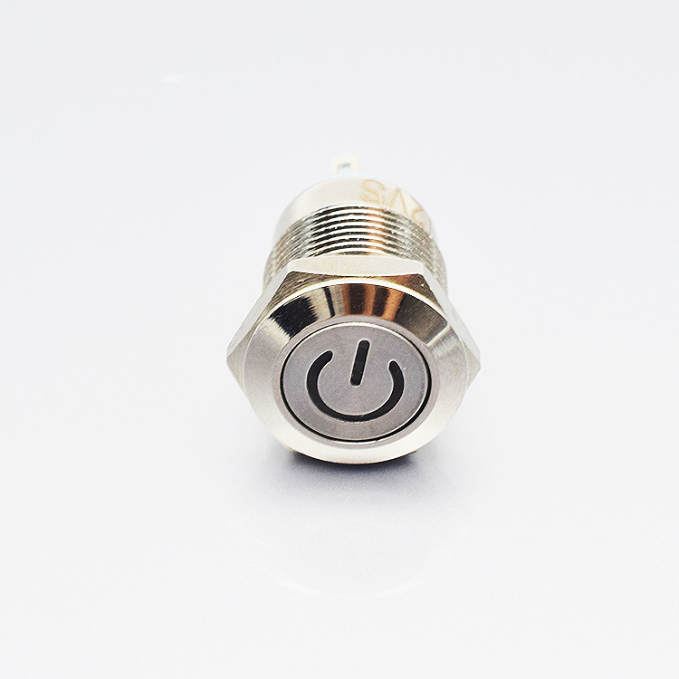 Push buttonswitch 12 mm metal switch  12V momentary switch 4 pin with led light logo