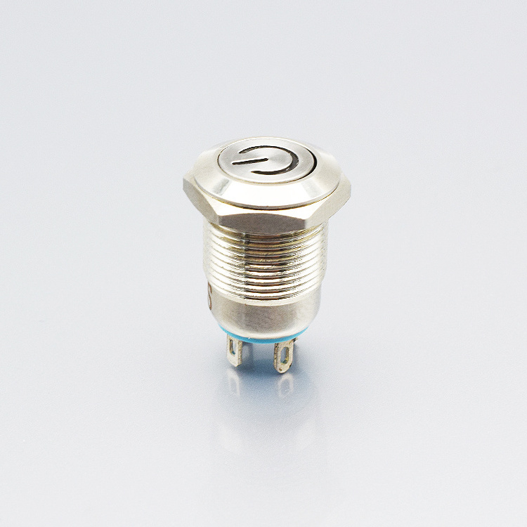 Push buttonswitch 12 mm metal switch  12V momentary switch 4 pin with led light logo