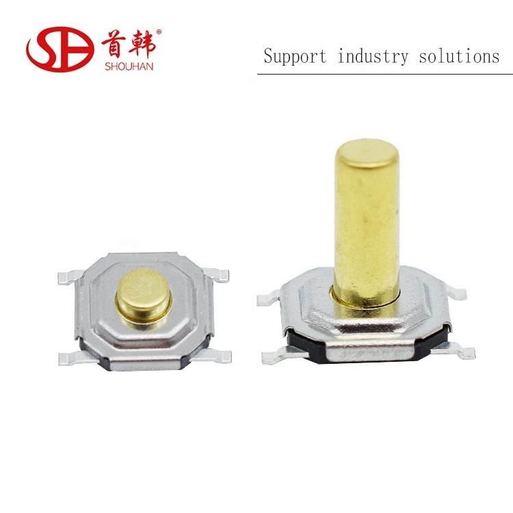 TS-1187  5.2*5.2 4 PIN Metal Tactile 12V Micro SMT SMD cooper stem Switch copper feet cooper Touch tact switch