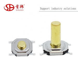 TS-1187  5.2*5.2 4 PIN Metal Tactile 12V Micro SMT SMD cooper stem Switch copper feet cooper Touch tact switch