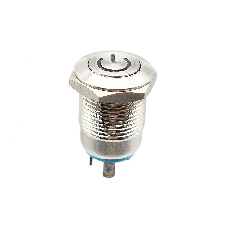 DPDT button with connector wire welded illuminated momentary metal push button switch