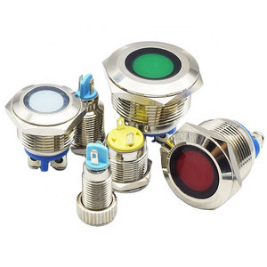 DPDT button with connector wire welded illuminated momentary metal push button switch