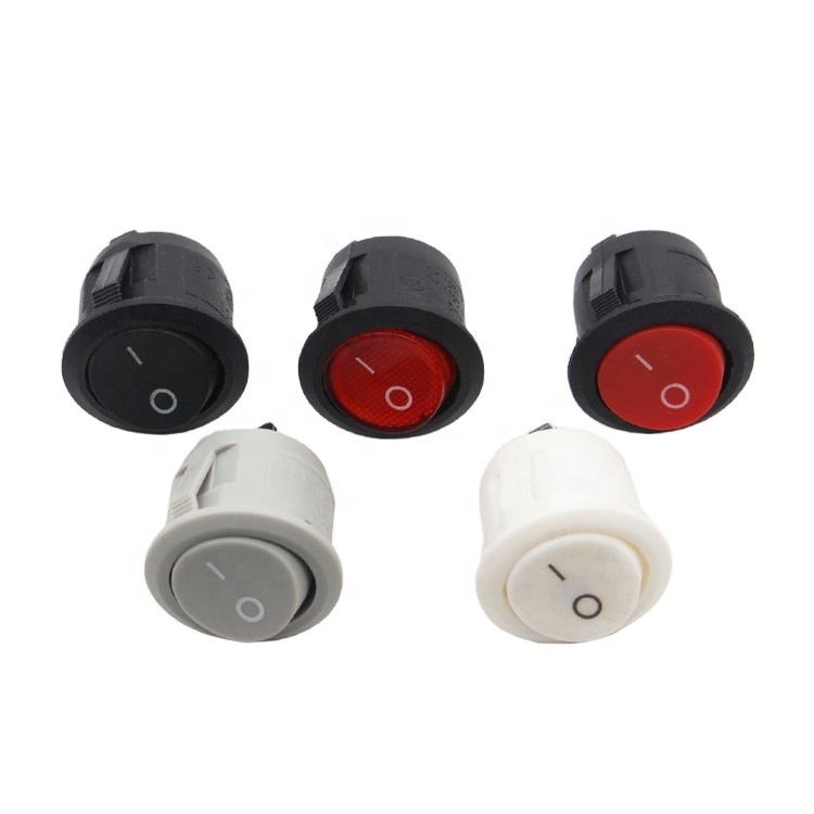 Mounting hole dia 20mm series switch with light 2 Pin on-off white Round Rocker Switch