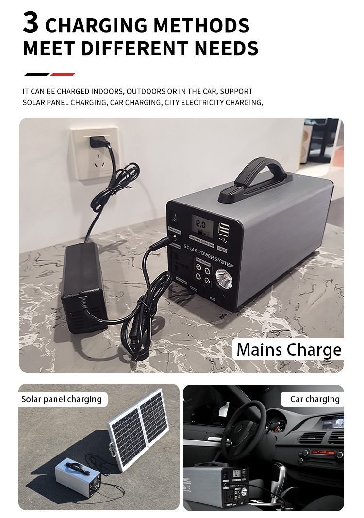 Portable power station power supply 1000W portable power supply with LED light solar generator