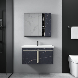 Hotel modern ceramic wash sinks with mirror cabinet bathroom cabinet 800 mm stainless steel bathroom vanity