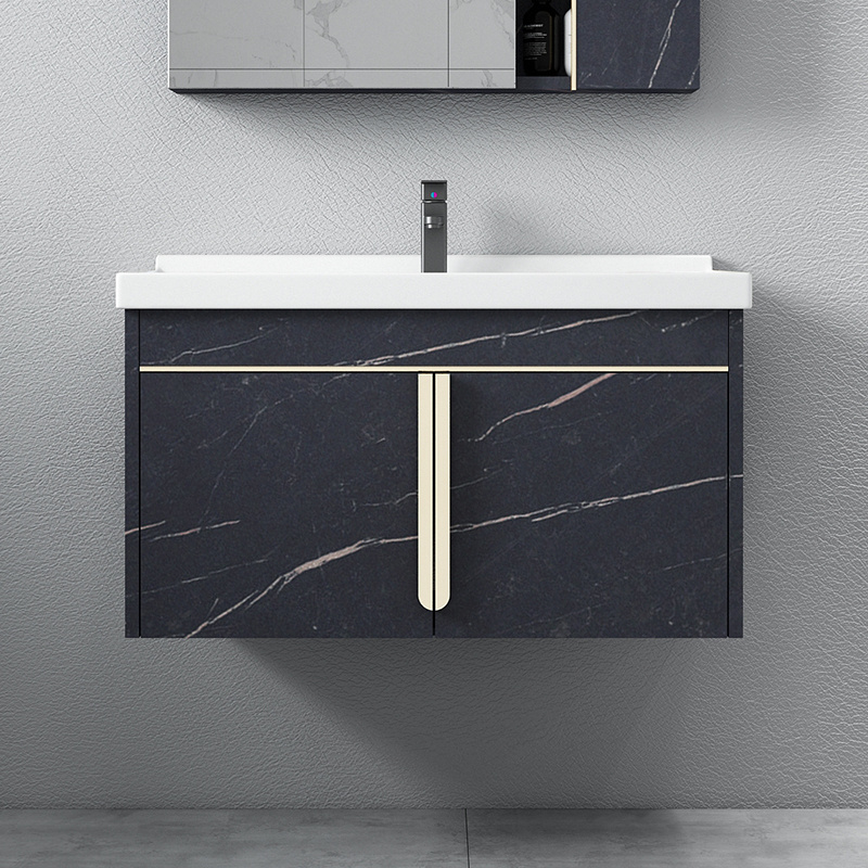 Hotel modern ceramic wash sinks with mirror cabinet bathroom cabinet 800 mm stainless steel bathroom vanity