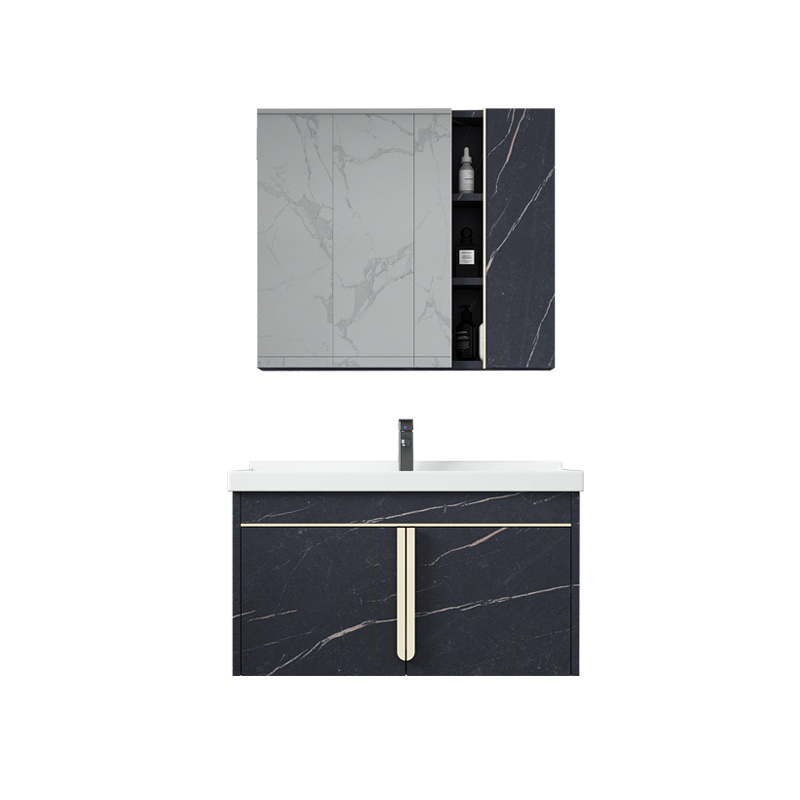 Hotel modern ceramic wash sinks with mirror cabinet bathroom cabinet 800 mm stainless steel bathroom vanity