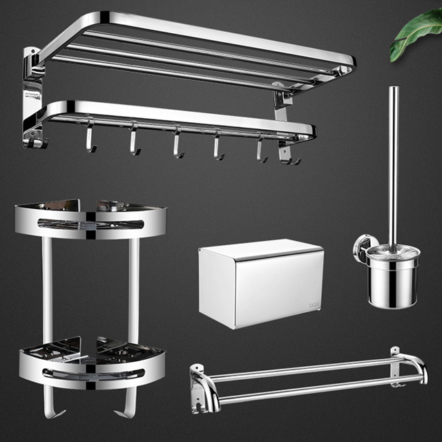 High Quality SUS304 Stainless Steel Bathroom Accessories Set Matte Black Factory Modern 5PCS for Hotel Brushed Bathroom Hardware