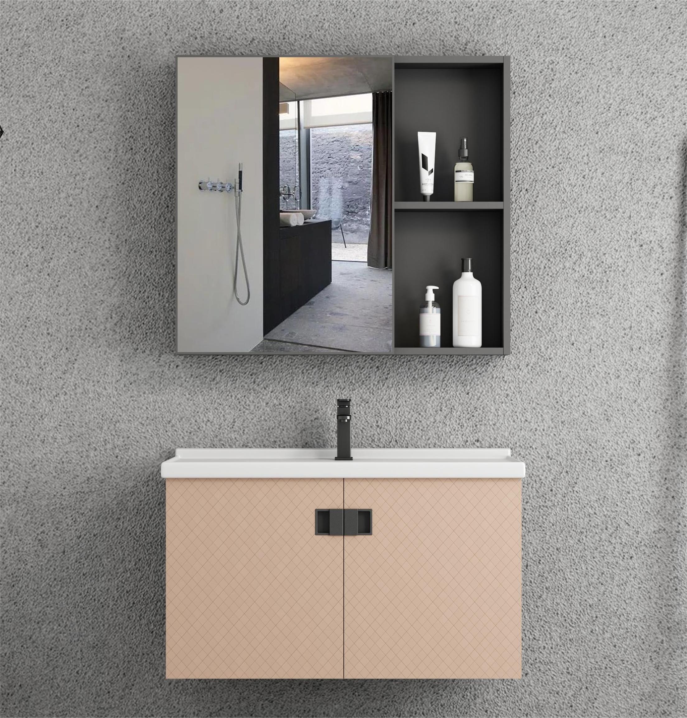 Modern bathroom furniture vanity cabinet with storage mirror and ceramic basin bathroom cabinets and  vanities