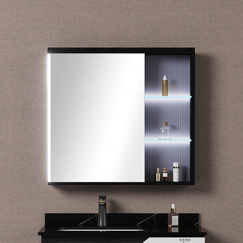 New style modern plywood bathroom vanity cabinets with basin  wall hanging MDF bathroom vanities with LED mirror