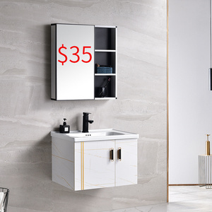 cheap waterproof pvc plastic white bathroom mirror cabinet set wash basin luxury modern bathroom furniture wall mounted cabinet