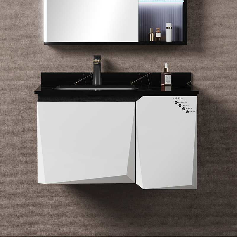 New style modern plywood bathroom vanity cabinets with basin  wall hanging MDF bathroom vanities with LED mirror