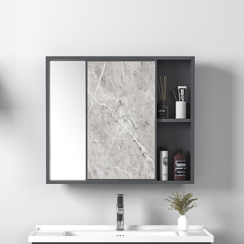 Modern sliding door bathroom vanity  with mirror cabinet wall hanging cabinet with ceramic basin aluminum bathroom cabinet