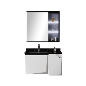 New style modern plywood bathroom vanity cabinets with basin  wall hanging MDF bathroom vanities with LED mirror