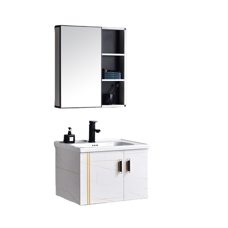 cheap waterproof pvc plastic white bathroom mirror cabinet set wash basin luxury modern bathroom furniture wall mounted cabinet