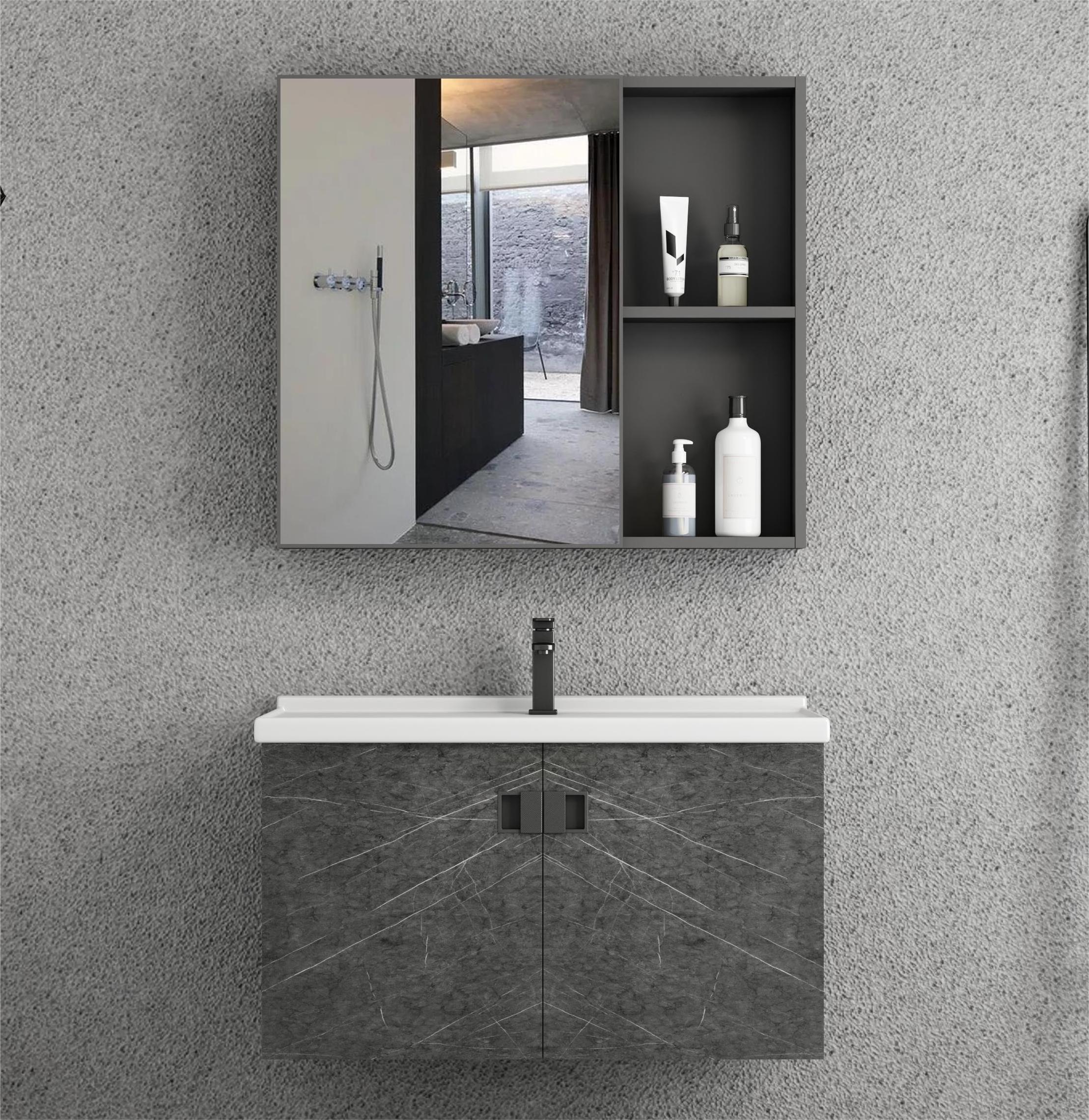 Modern bathroom furniture vanity cabinet with storage mirror and ceramic basin bathroom cabinets and  vanities