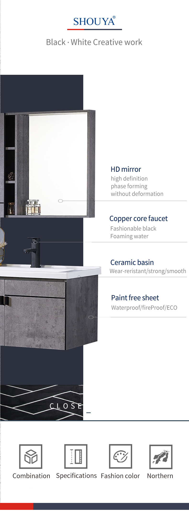 cheap wall mounted bathroom cabinet with mirror ceramic sink plywood wash basin bathroom products 2020 dark grey vanity cabinet