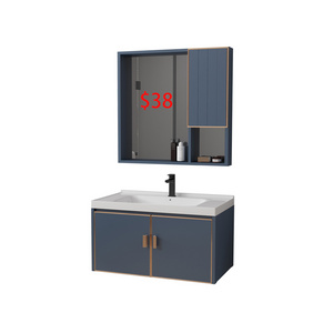 New luxury bathroom furniture cabinet with mirror cabinet wall corner hanging vanities with pvc membrane 800mm bathroom cabinet