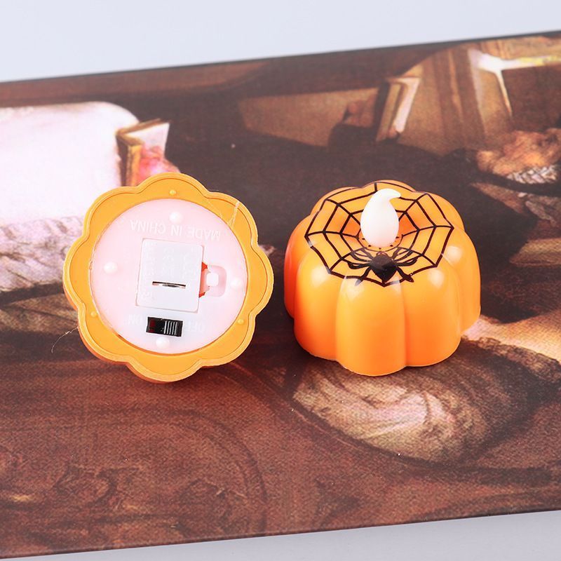 New Festival Decoration Party Supplier Mini Pumpkin Tealight Candles Flameless Led Solar Candles for Halloween Decoration