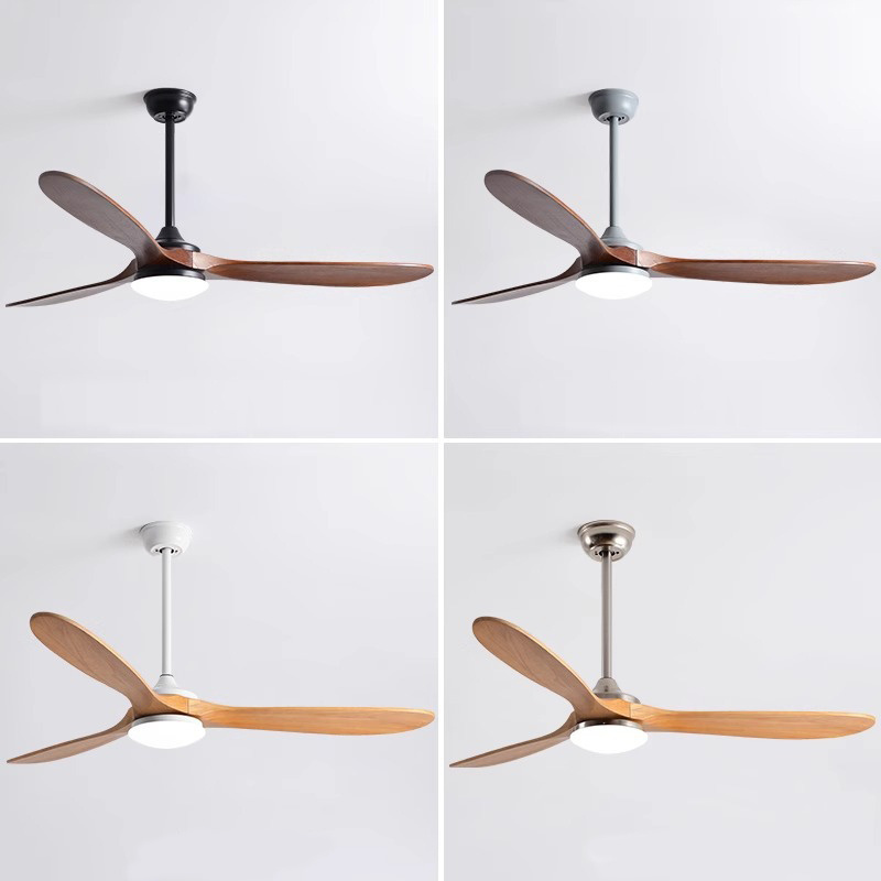 Hotel Electric Metal Copper Wooden Solid Wood 3 Blade Ceiling Fan With Light