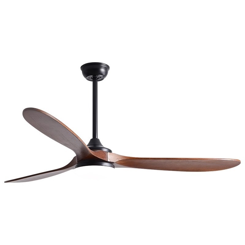 Hotel Electric Metal Copper Wooden Solid Wood 3 Blade Ceiling Fan With Light