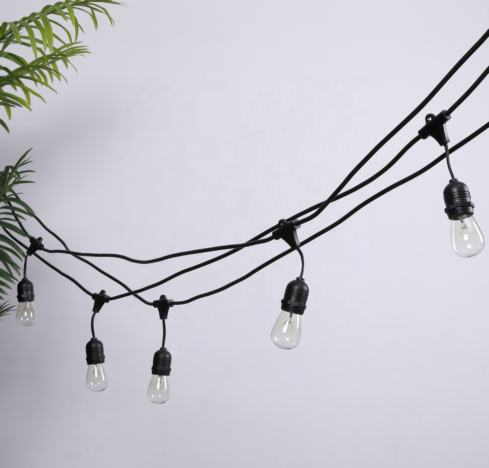 48Ft Outdoor String Lights with 15Hanging Sockets and S14Edison Bulbs Connectable Weatherproof for Patio Backyard holiday lights