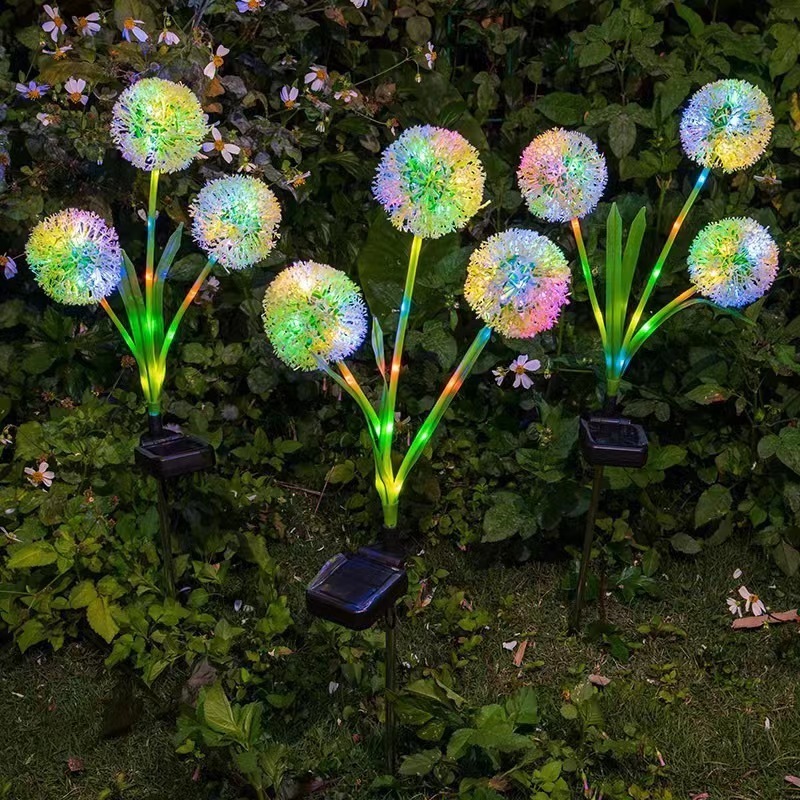 Outdoor Waterproof Garden Art Deco Dandelion Flower Bulb Garden Lights Led Street Lawn Post Fairy Light Strings