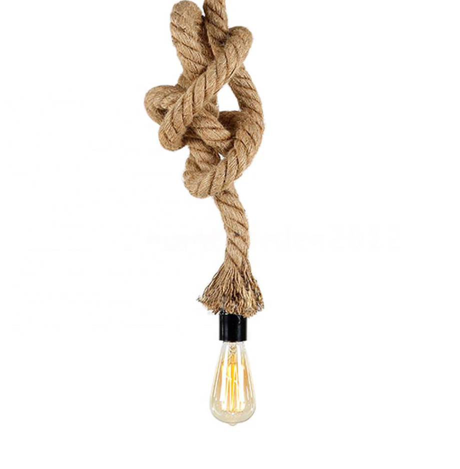 Creative Industrial Double Heads Retro Hemp Rope Pendant Light Ceiling Lamp