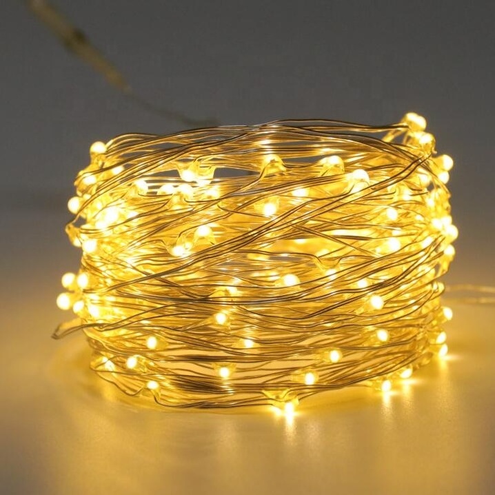 Twinkle mini Warm Christmas Decor Firefly Solar Battery Remote 5m 10m 100m 100 LED Micro Silver Copper Wire String Fairy Light