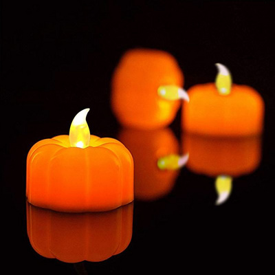 New Festival Decoration Party Supplier Mini Pumpkin Tealight Candles Flameless Led Solar Candles for Halloween Decoration